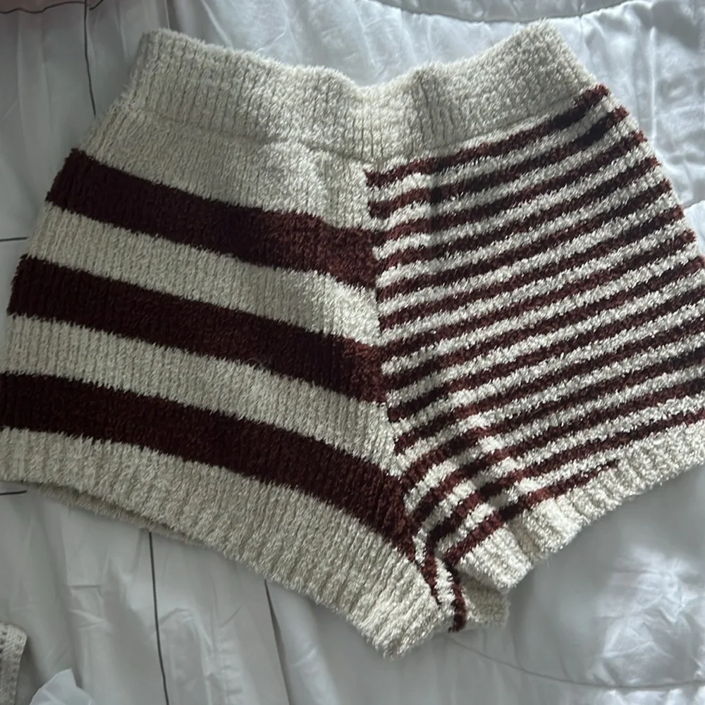 Free People High Waist Striped Knit Shorts - Brown and Cream - Picture 8 of 8
